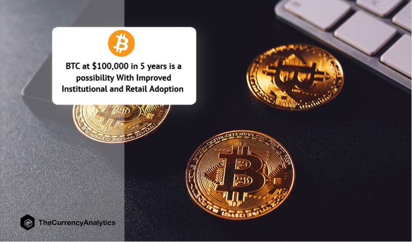BTC at $100,000 in 5 years is a possibility With Improved Institutional and Retail Adoption