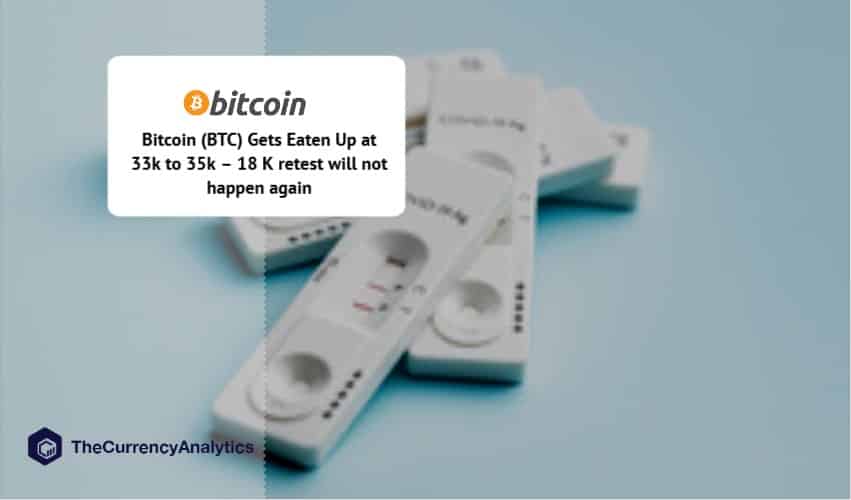 Bitcoin (BTC) Gets Eaten Up at 33k to 35k – 18 K retest will not happen again